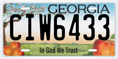 GA license plate CIW6433