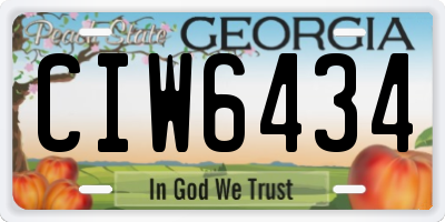 GA license plate CIW6434