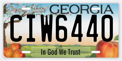 GA license plate CIW6440