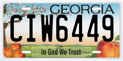 GA license plate CIW6449