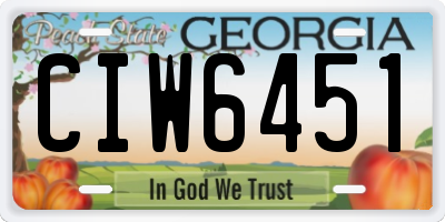GA license plate CIW6451