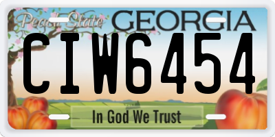 GA license plate CIW6454
