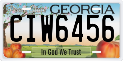 GA license plate CIW6456