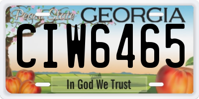 GA license plate CIW6465