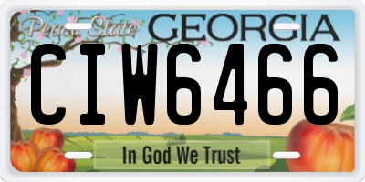 GA license plate CIW6466