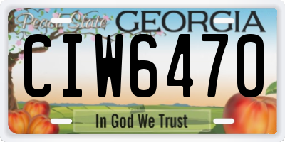 GA license plate CIW6470
