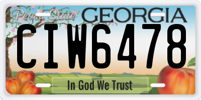 GA license plate CIW6478