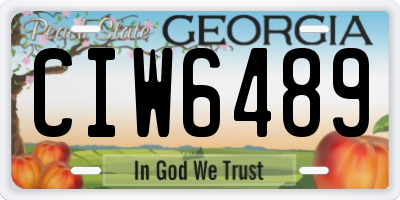 GA license plate CIW6489