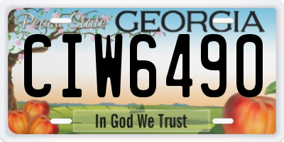 GA license plate CIW6490