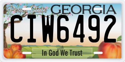 GA license plate CIW6492