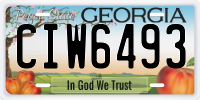 GA license plate CIW6493