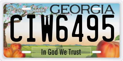 GA license plate CIW6495