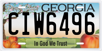 GA license plate CIW6496