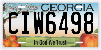 GA license plate CIW6498