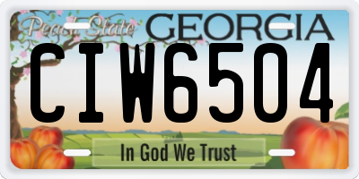 GA license plate CIW6504