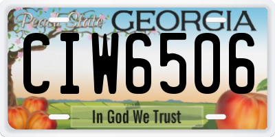GA license plate CIW6506
