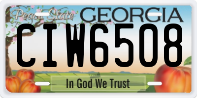 GA license plate CIW6508