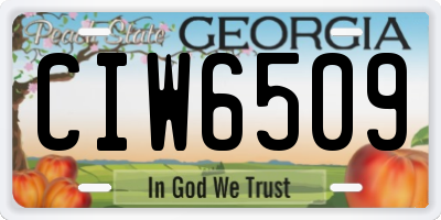 GA license plate CIW6509