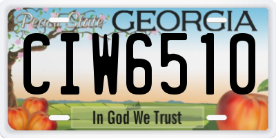 GA license plate CIW6510