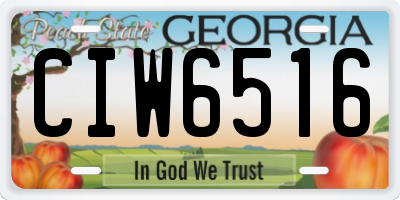GA license plate CIW6516