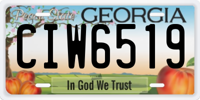 GA license plate CIW6519