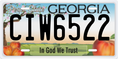 GA license plate CIW6522
