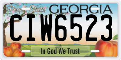 GA license plate CIW6523