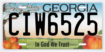GA license plate CIW6525
