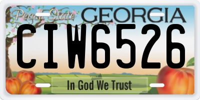 GA license plate CIW6526