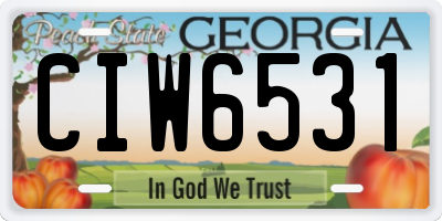 GA license plate CIW6531