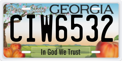 GA license plate CIW6532