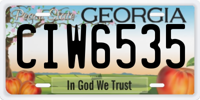 GA license plate CIW6535