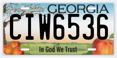 GA license plate CIW6536