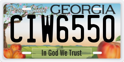 GA license plate CIW6550