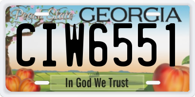 GA license plate CIW6551