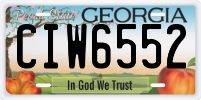 GA license plate CIW6552