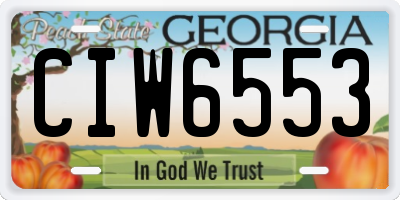 GA license plate CIW6553