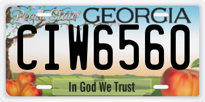 GA license plate CIW6560