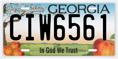 GA license plate CIW6561