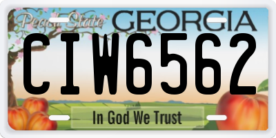 GA license plate CIW6562
