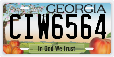 GA license plate CIW6564