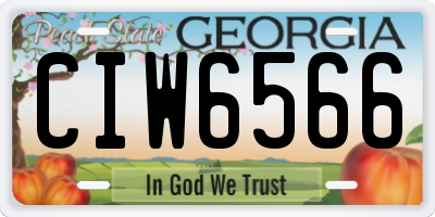 GA license plate CIW6566