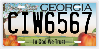 GA license plate CIW6567