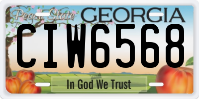GA license plate CIW6568