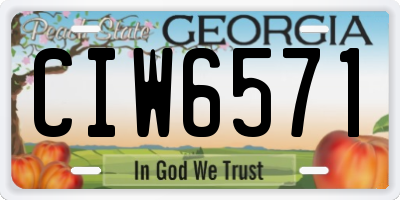 GA license plate CIW6571