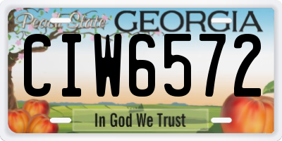 GA license plate CIW6572