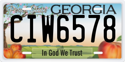 GA license plate CIW6578