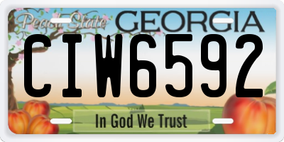 GA license plate CIW6592