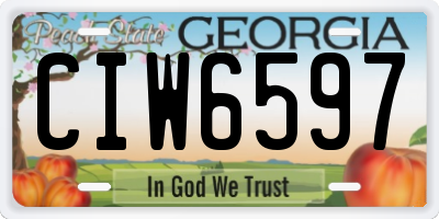 GA license plate CIW6597