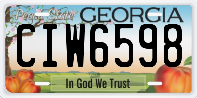GA license plate CIW6598